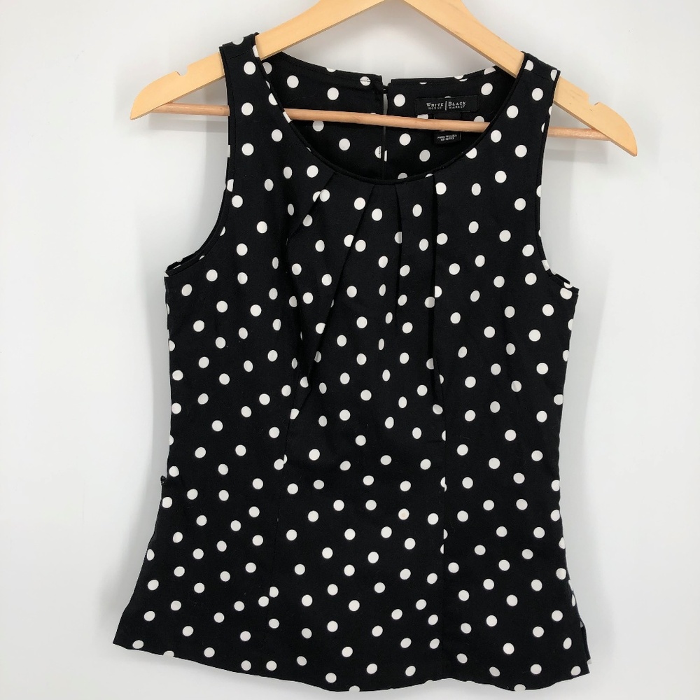 White House Black Market Womens Top Size‎ 4 Polka Dot Sleeveless Office Career